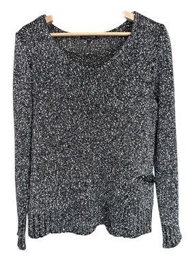 Eileen Fisher Black and White Marled Knit Sweater